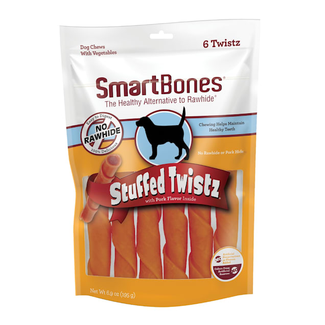 SmartBones Stuffed Twistz Vegetable Pork No Rawhide Dog Chews 6.9 oz. Count of 6 Petco