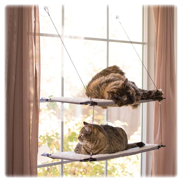 K H Creative Solutions Grey Window Double Lounger Natural for Cats