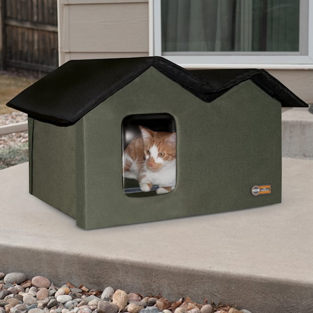 K H Olive Black Outdoor Extra Wide Kitty House 26.5