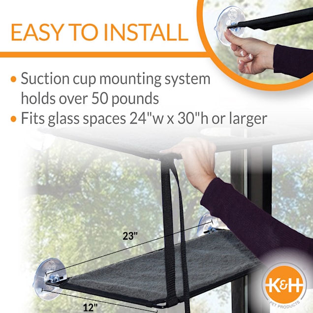 K&H EZ Mount Grey Window Double Stack Kitty Sill, 12" L X 23" W - Carousel image #1