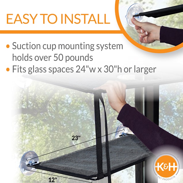 K&H EZ Mount Grey Window Double Stack Kitty Sill, 12 L X 23 W