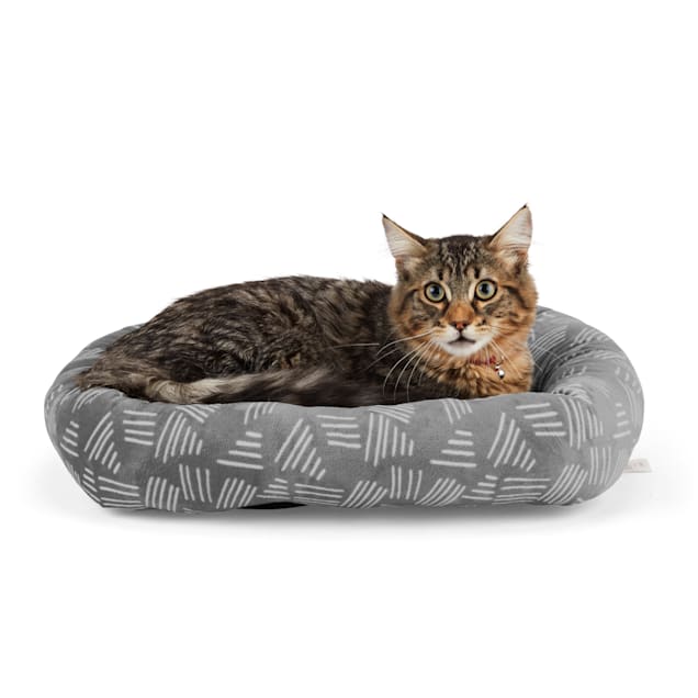 EveryYay Snooze Fest Grey Printed Rectangle Lounger Cat Bed, 19" L X 16