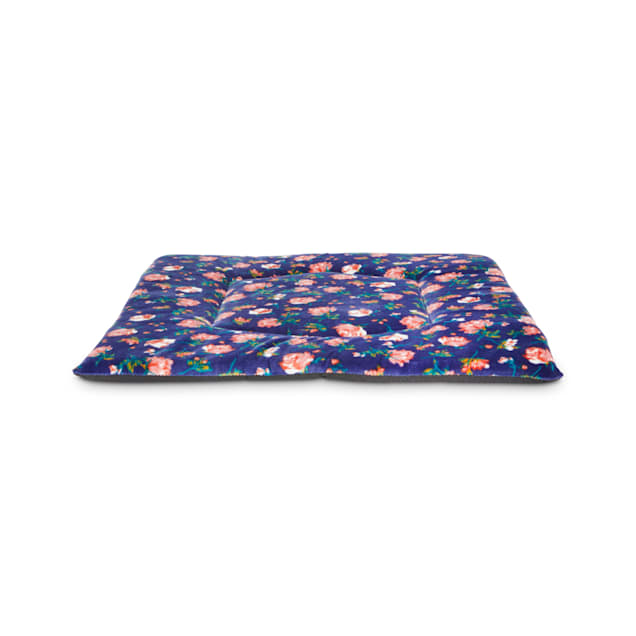 EveryYay Snooze Fest Navy Floral Square Lounger Cat Mat, 18" L X 18" W X 0.75" H - Carousel image #1