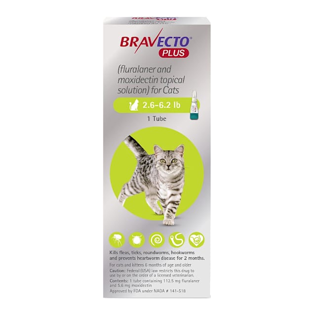 Bravecto Plus Topical Solution for Cats 2.6-6.2 lbs, 2 Month