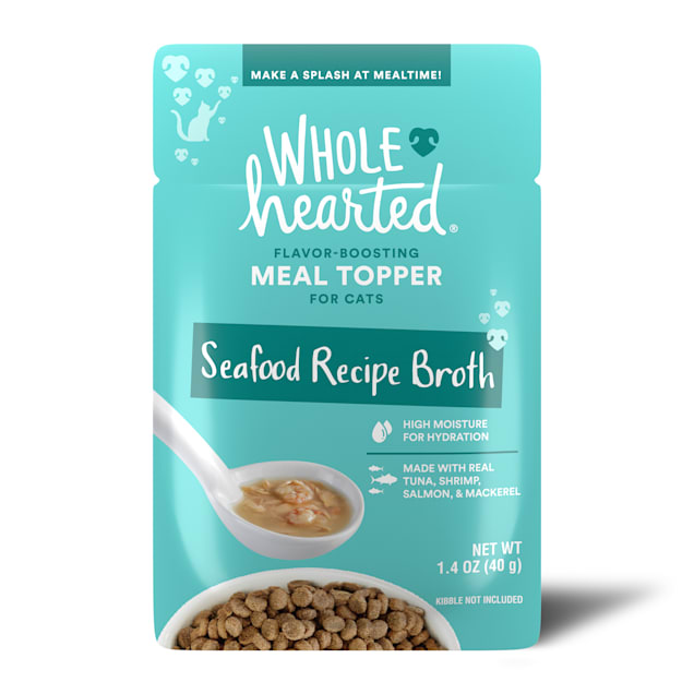 WholeHearted Seafood Recipe Broth Flavor-Boosting Wet Cat Meal Topper, 1.4 oz., Case of 12 - Carousel image #1