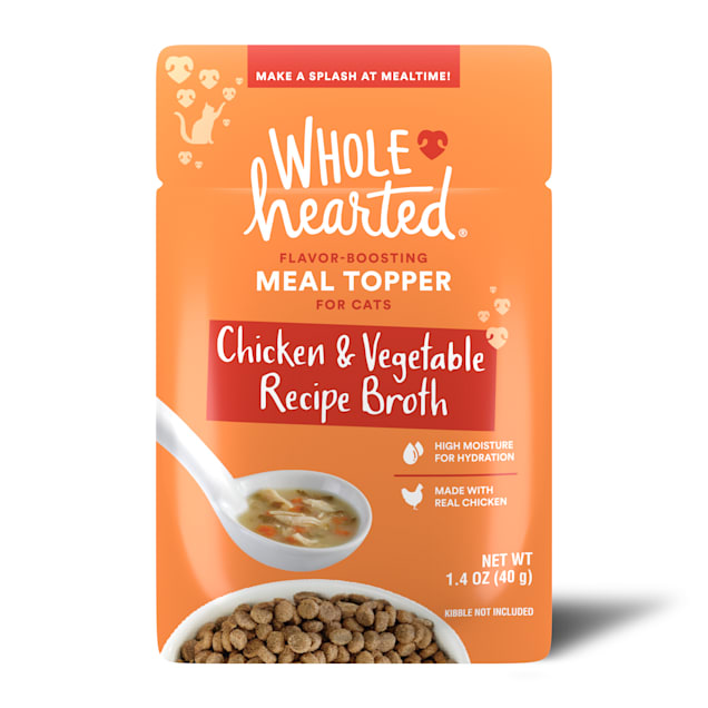 WholeHearted Chicken & Vegetable Recipe Broth Flavor-Boosting Wet Cat Meal Topper, 1.4 oz., Case of 12 - Carousel image #1