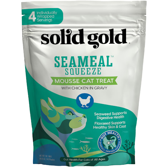 Solid Gold Seameal Squeeze with Chicken in Gravy Mousse Cat Treat, 2 oz., Case of 24 - Carousel image #1