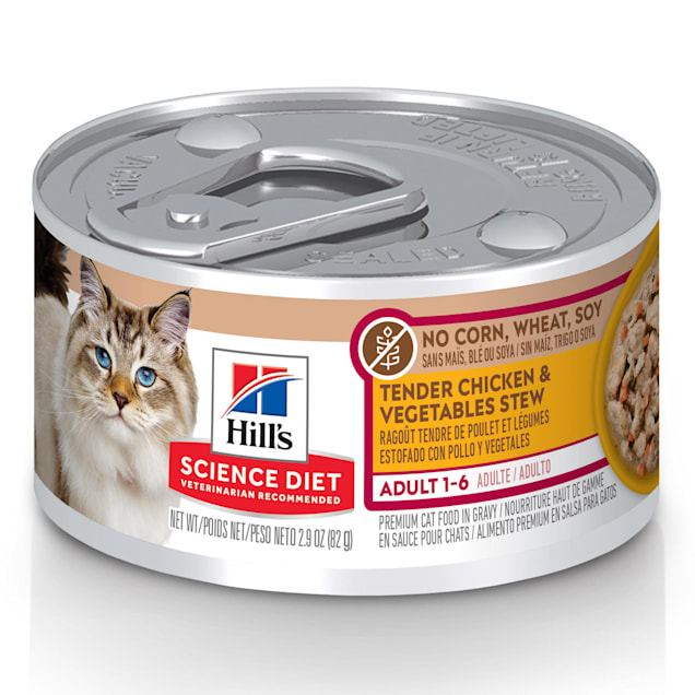 Hill's Science Diet No Corn, Wheat, Soy Chicken & Vegetables Flavor Adult Wet Cat Food, 2.9 oz., Case of 24 - Carousel image #1