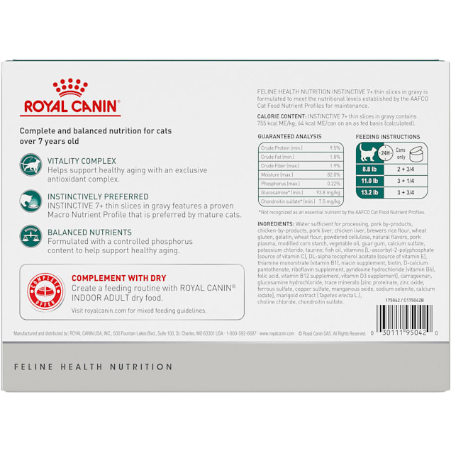 Royal Canin Instinctive 7 Years Thin Slices in Gravy Adult Wet Cat Food 3 oz. Count of 12