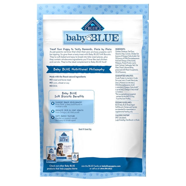 Blue Buffalo Baby Blue Natural Soft Chicken Carrots Biscuits Puppy Treats 8 Oz Petco