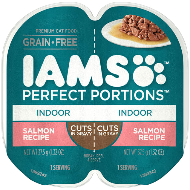Iams Perfect Portions Grain Free Salmon Recipe Adult Indoor Wet Cat Food Twin Pack, 2.64 oz., Case of 24 - Carousel image #1