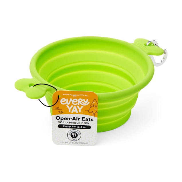 EveryYay Open-Air Eats Green Collapsible Bowl for Dogs, 3 Cups - Carousel image #1