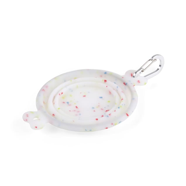 EveryYay Open-Air Eats Clear Confetti Collapsible Bowl for Dogs, 1 Cup - Carousel image #1