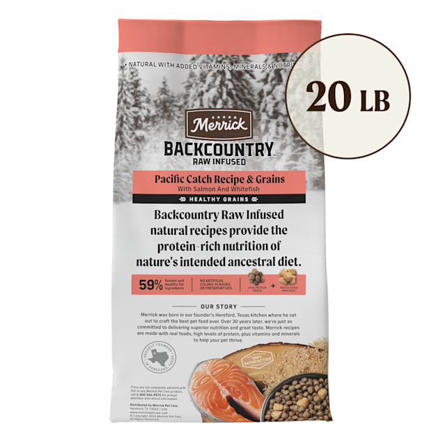 Merrick Backcountry Healthy Grains Premium Dog Food Kibble With Freeze Dried Raw Pieces Pacific Catch Recipe
