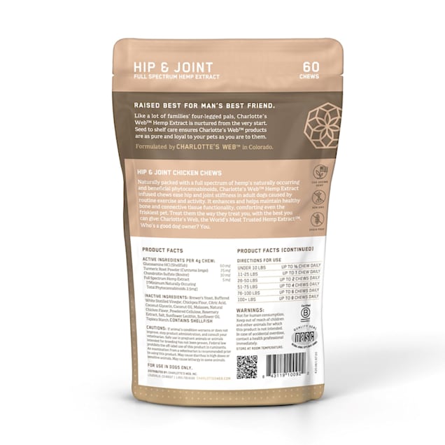 Charlotte s Web Hemp Infused Hip Joint Chicken Flavored Chews