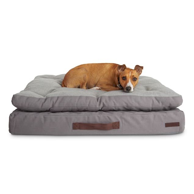 Reddy Grey Double-Pillowtop Lounger Orthopedic Dog Bed, 32" L X 24" W - Carousel image #1