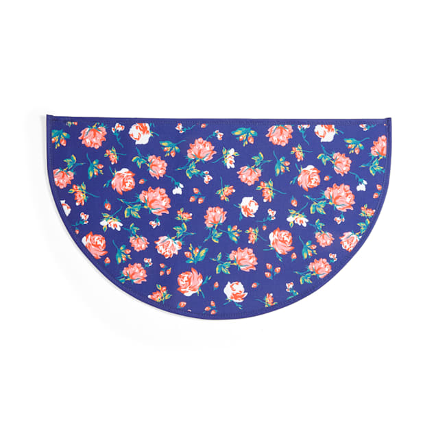EveryYay Table Manners Navy Floral-Print Coated-Canvas Placemat for Pets - Carousel image #1
