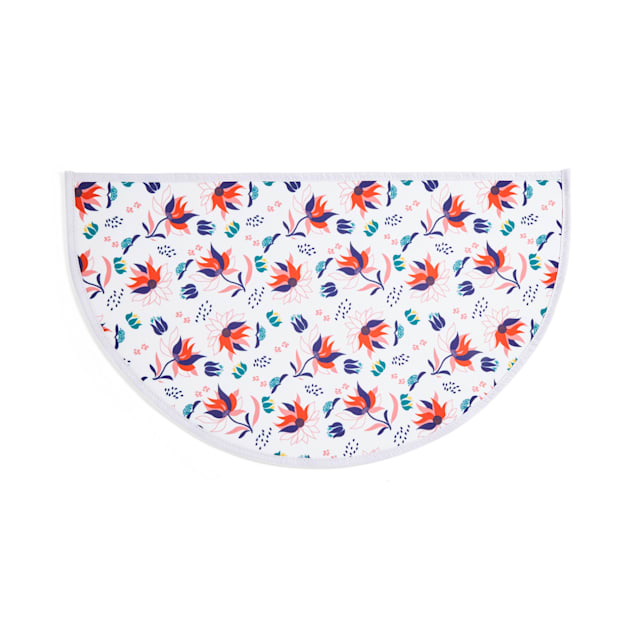 EveryYay Table Manners White Floral-Print Coated-Canvas Placemat for Pets - Carousel image #1
