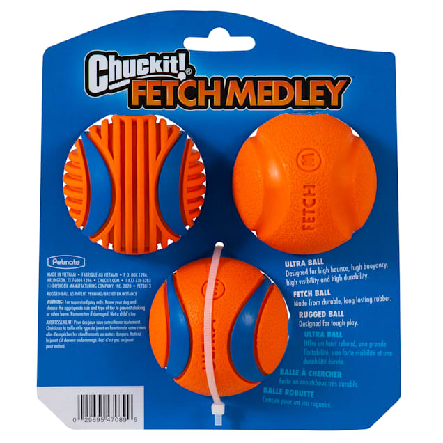 Chuckit Fetch Medley Rubber Balls Fetch Dog Toy Medium Pack of 3 Assorted