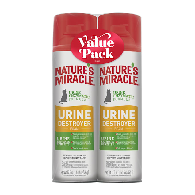 Nature's Miracle Urine Destroyer Foam for Cats, 17.5 fl. oz., Twin Pack - Carousel image #1