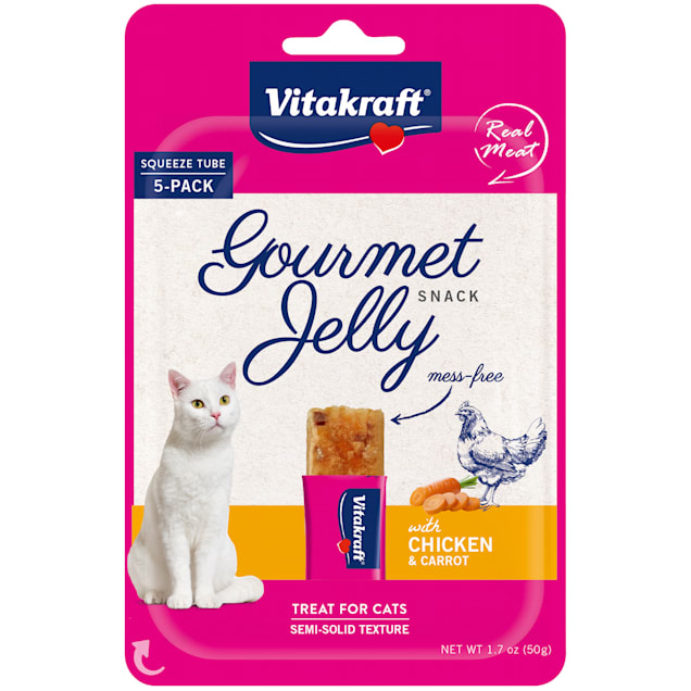 Vitakraft Gourmet Jelly Snack with Chicken and Carrots Treats for Cats, 1.7 oz., Count of 5 - Carousel image #1