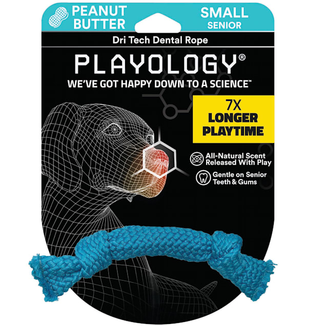Playology Dri-Tech Peanut Butter Scent Dental Rope Dog Toy, Small - Carousel image #1