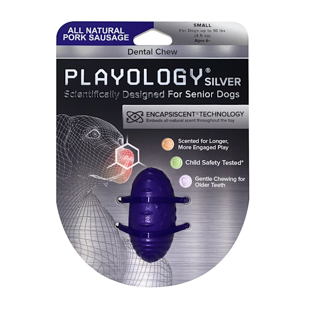 Playology Pork Sausage Scent Dental Chew Dog Toy, Small - Carousel image #1