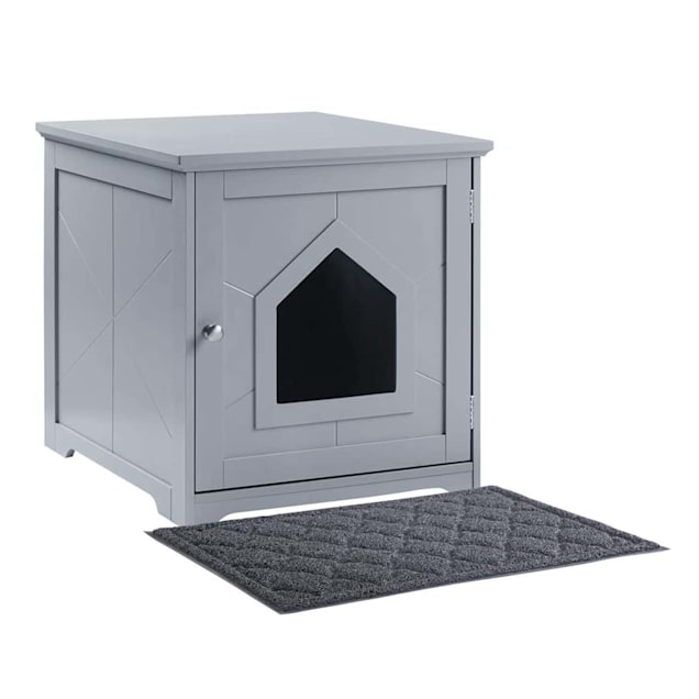 UniPaws Gray Indoor Cat House with Mat, 19" L X 21" W X 20" H - Carousel image #1