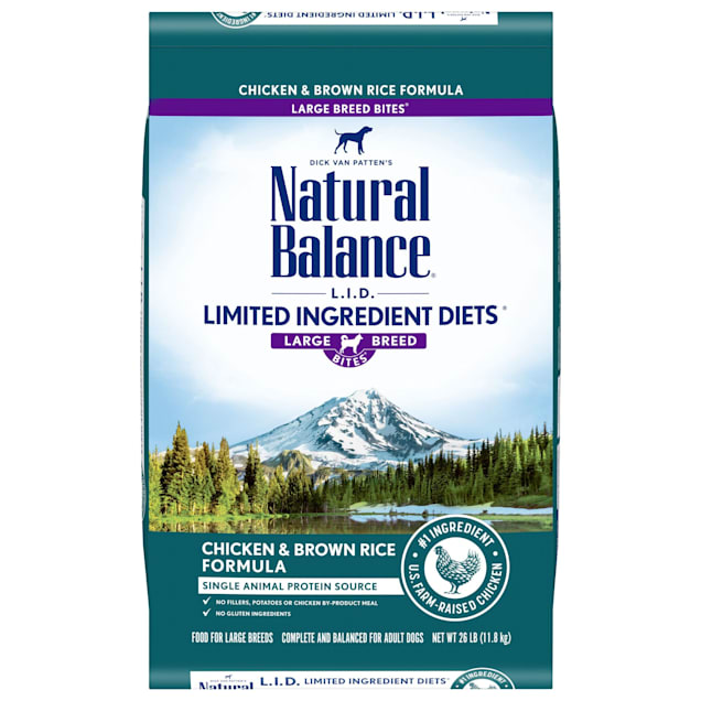 Natural Balance L.I.D. Limited Ingredient Diets Chicken & Brown Rice Formula Large Breed Bites Dry Dog Food, 26 lbs. - Carousel image #1