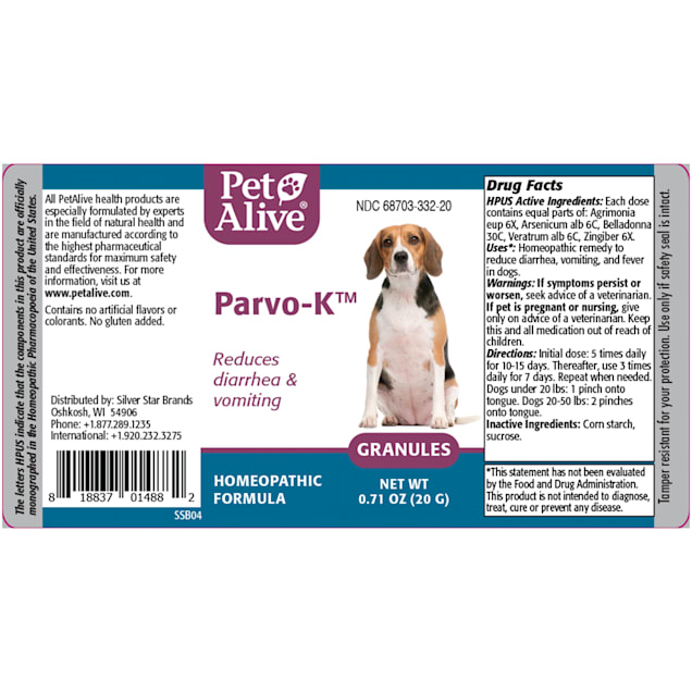 petalive parvo k granules natural homeopathic formula for pet digestive harmony 0 71 fl oz