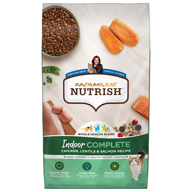 Rachael Ray Nutrish Indoor Complete Natural Chicken with Lentils & Salmon Recipe Dry Cat Food, 3 lbs. - Carousel image #1