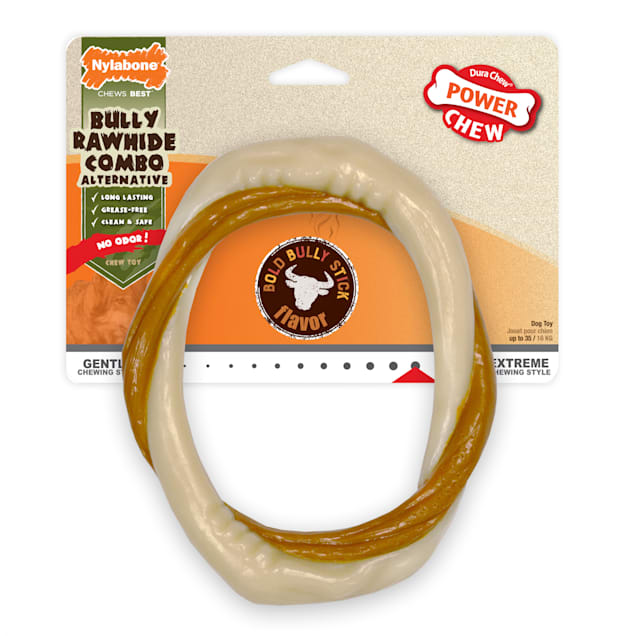 Nylabone Power Chew Bully/Rawhide Ring Dog Chews, Medium Petco