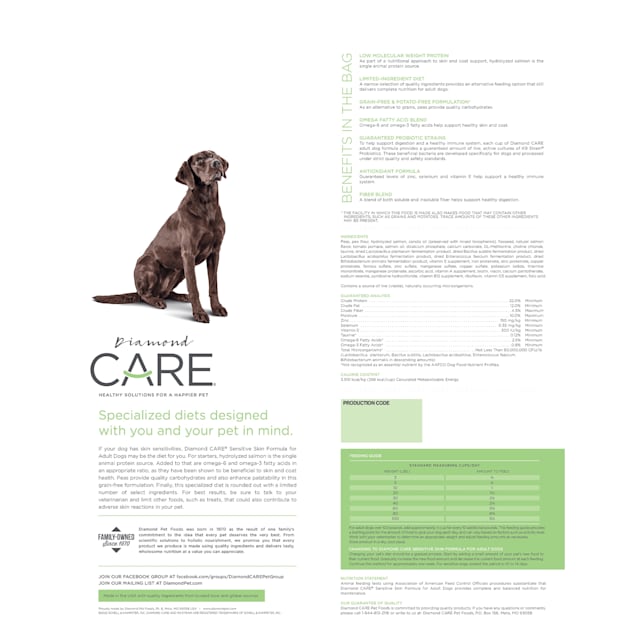 Diamond CARE Sensitive Skin Adult Dog Food Hydrolyzed Salmon Omega