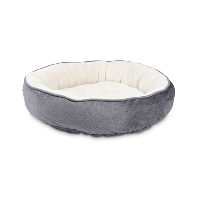 EveryYay Snooze Fest Grey Textured Round Cat Bed, 20" L X 20" W X 20" H - Carousel image #1