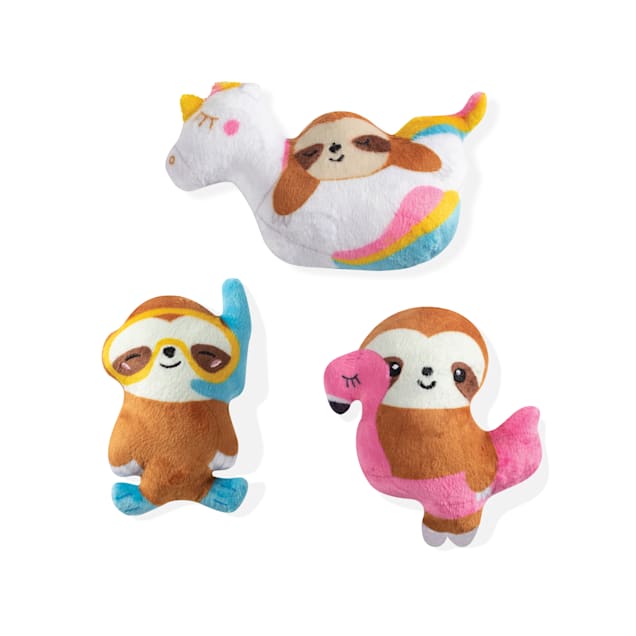 PetShop by Fringe Studio Summer Sloths Dog Toy, X-Small, Pack of 3 - Carousel image #1