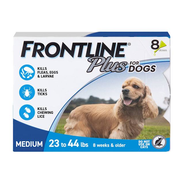 FRONTLINE Plus Flea and Tick Treatment for Medium Dogs Up to 23 to 44 lbs., 8 Treatments - Carousel image #1