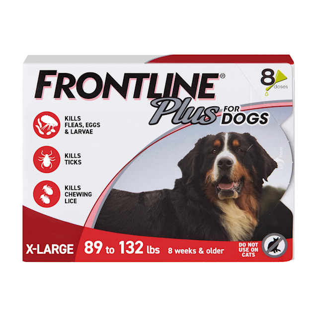 FRONTLINE Plus Flea and Tick Treatment for X-Large Dogs Up to 89 to 132 lbs., 8 Treatments - Carousel image #1