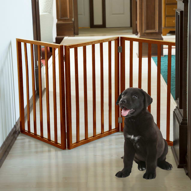 Petmaker Freestanding Wooden Pet Gate Mahogany