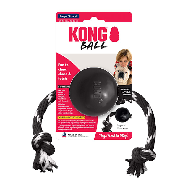 KONG Extreme Black Ball w Rope Dog Toy Large Petco