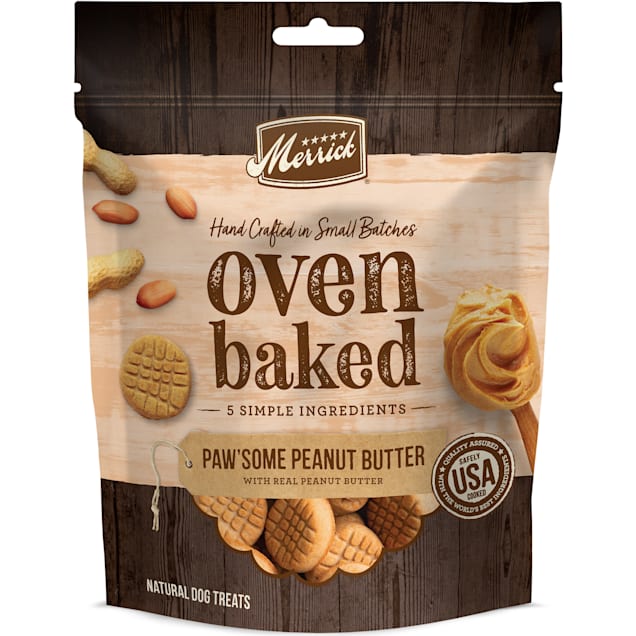 Merrick Oven Baked Paw'some Peanut Butter with Real Peanut Butter Treats for Dogs, 11 oz. - Carousel image #1