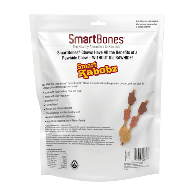 SmartBones Smart Kabobz Real Chicken Pork Duck Dog Treats 20 Count