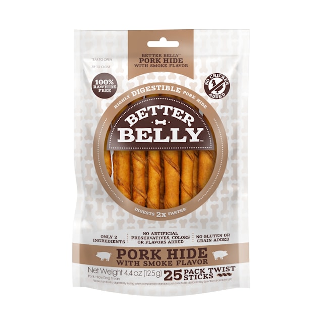 Better Belly Pork Hide Twist Dog Treats, Count of 25 - Carousel image #1