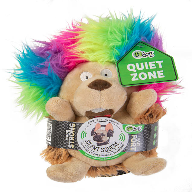 goDog Silent Squeak Crazy Hairs Hedgehog Dog Chew Toys, Large - Carousel image #1