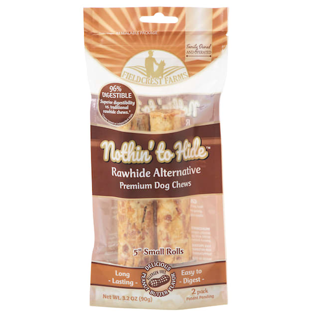 Fieldcrest Farms Nothin' to Hide 5" Small Roll Peanut Butter Flavored Dog Chew, 3.2 oz., Count of 2 - Carousel image #1