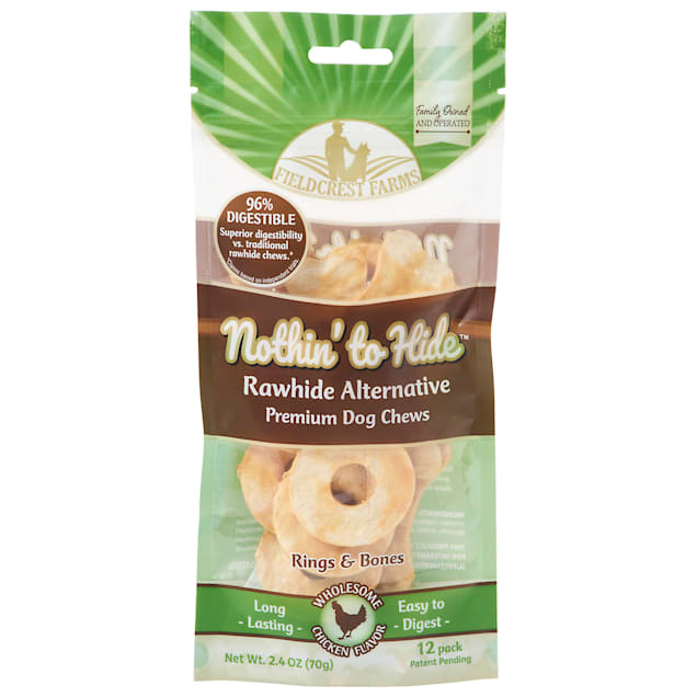 Fieldcrest Farms Nothin' to Hide Rings and Bones Chicken Flavored Dog Chew, 2.4 oz., Count of 12 - Carousel image #1