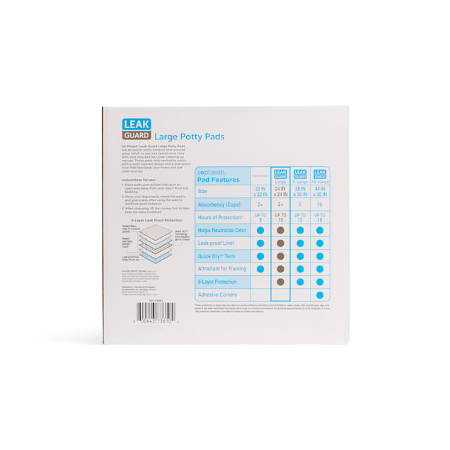 So Phresh Large Leak Guard Quilted Potty Pads Count of 200 200 ct
