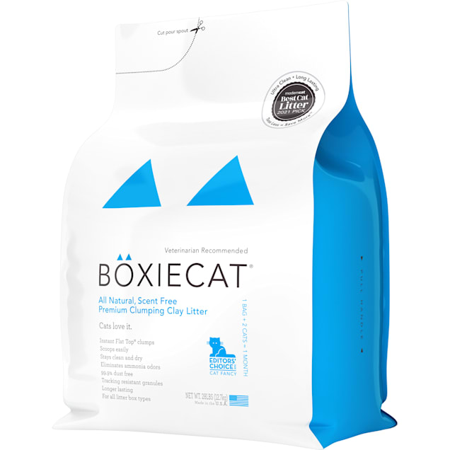 Boxiecat Natural Scent Free Premium Clumping Clay Cat Litter, 28 lbs. - Carousel image #1