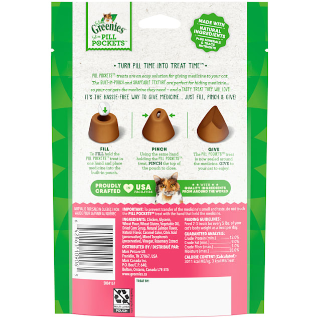Greenies Salmon Pill Pockets for Cats Natural Tasty 3 oz