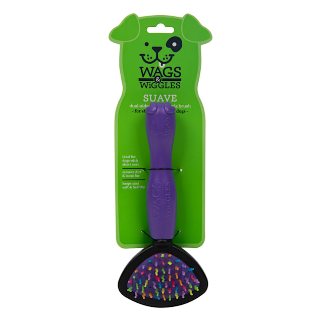 Wags & Wiggles Small Dual Sided Bristle and Wiggle Pin Brush for Short & Straight Haired Dogs, 3.3" L - Carousel image #1