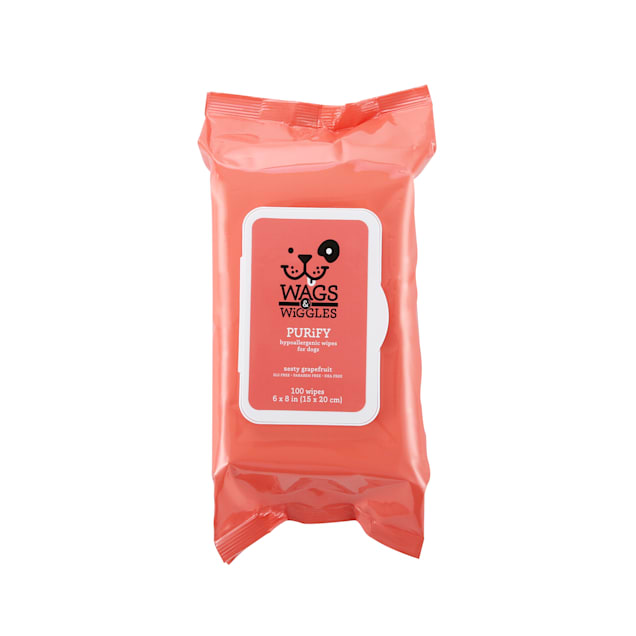Wags & Wiggles Zesty Grapefruit Purify Hypoallergenic Wipes for Dogs, Count of 100 - Carousel image #1